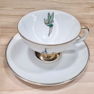Vintage Disney 1960s Tinkerbell Teacup and Saucer Set with Gold Trim